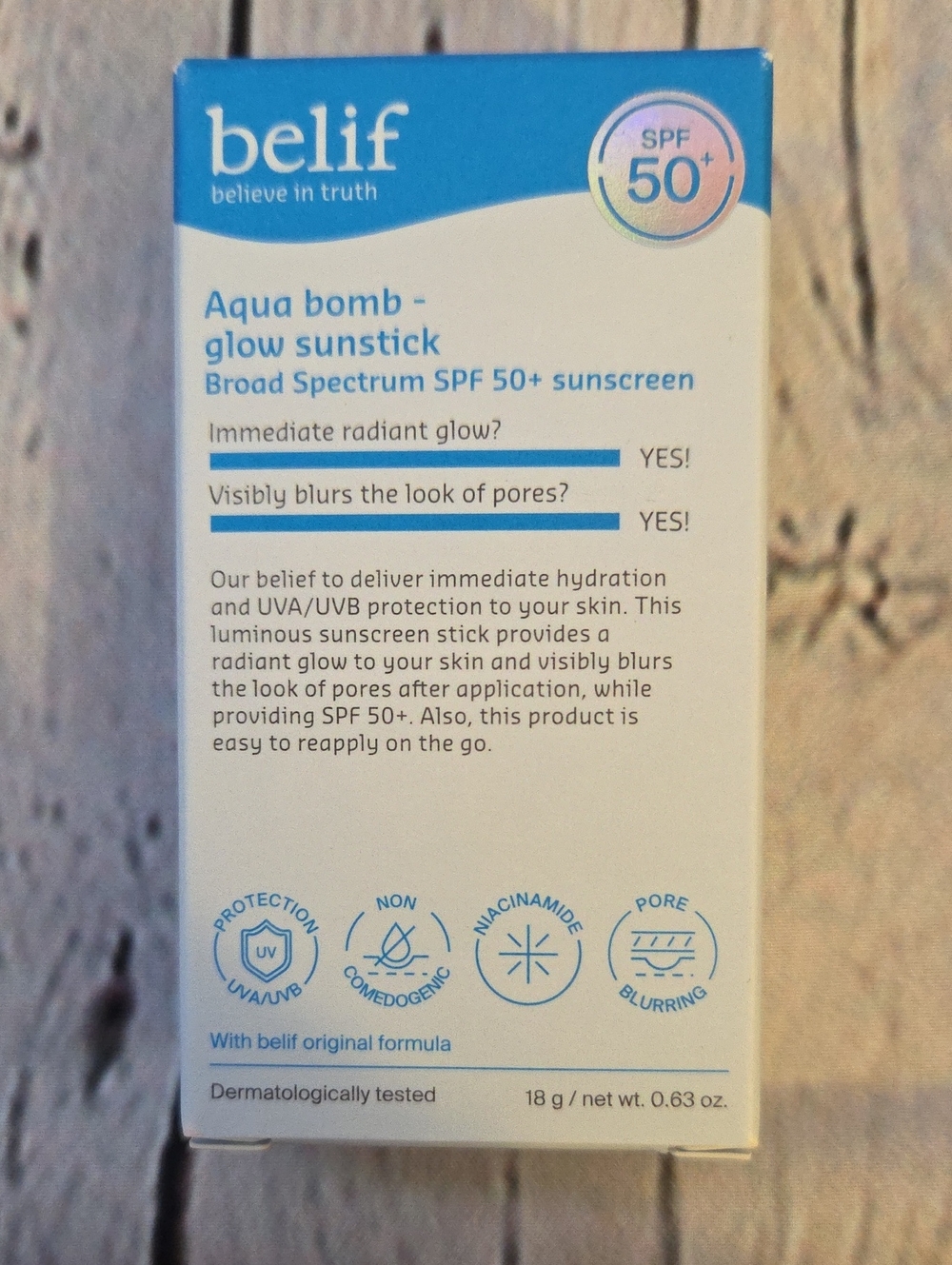 Belif Aqua Bomb Glow Sunstick SPF 50+ — Radiant Hydration & UV Protection Stick